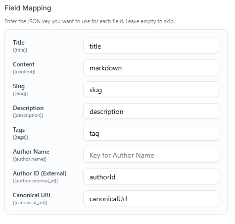 Field Mapping Configuration